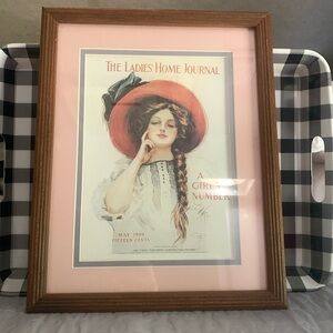 The Ladies’ Home Journal wall art vintage hanging wooden frame MMC lady in a hat